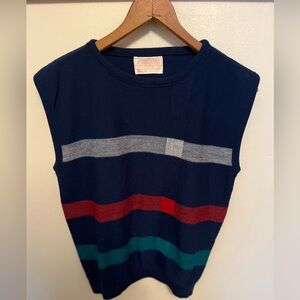 Vintage Pendleton 100% Virgin Wool Navy Striped Sweater Vest - S